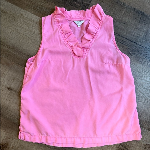 crown & ivy Tops - crown & ivy Pink Ruffle V-Neck Sleeveless Blouse Size Medium Petite